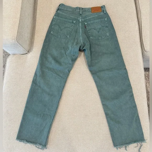 Levi’s 501 Cropped Jeans Boho Green Size 26 - Picture 6 of 14
